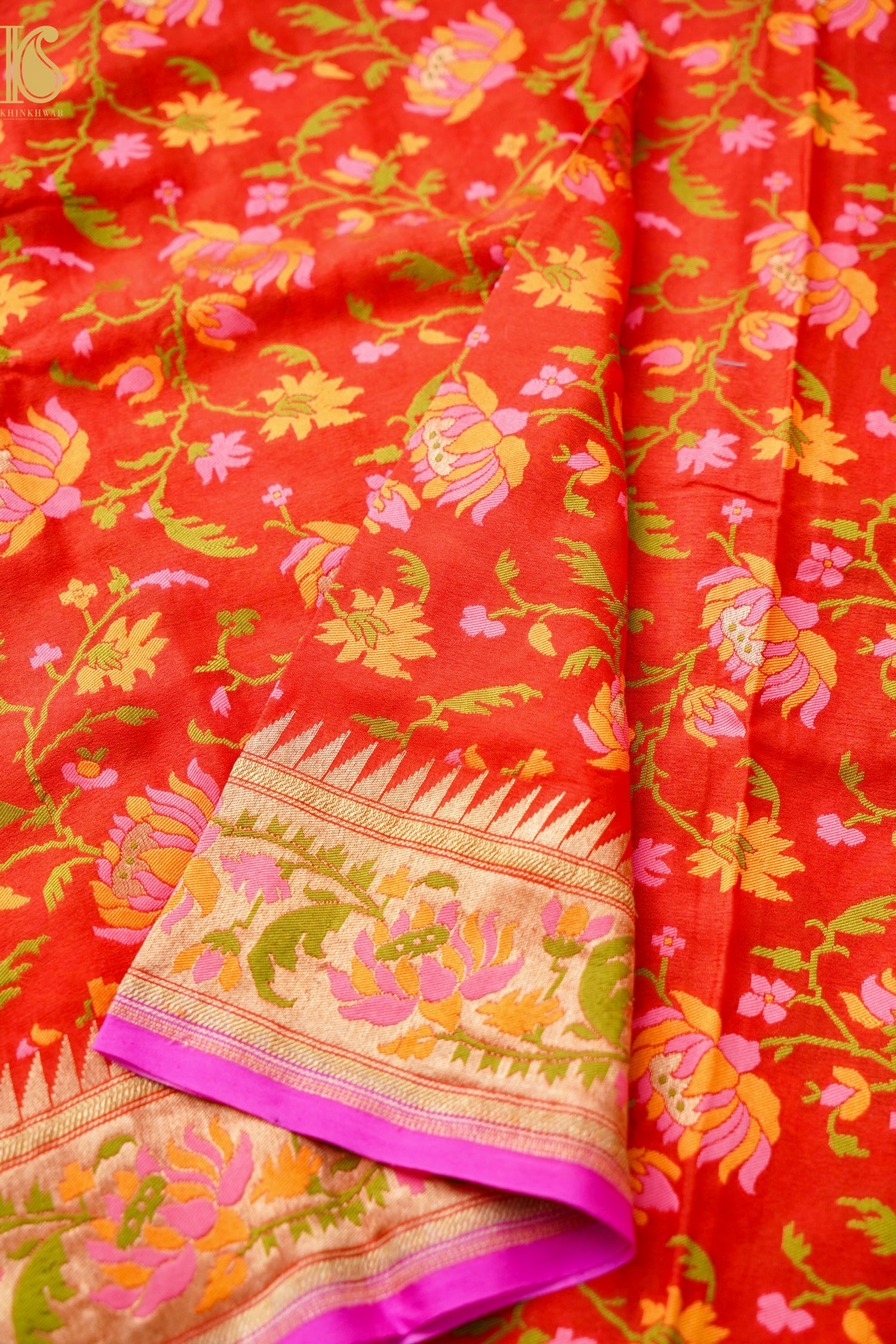 Banarasi Moonga Silk Dupatta with Meenakari