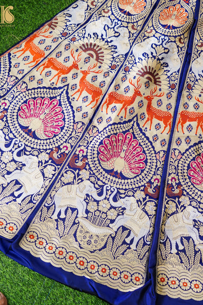Handloom Banarasi Katan Silk Kalidar Mayura Gajraj Lehenga