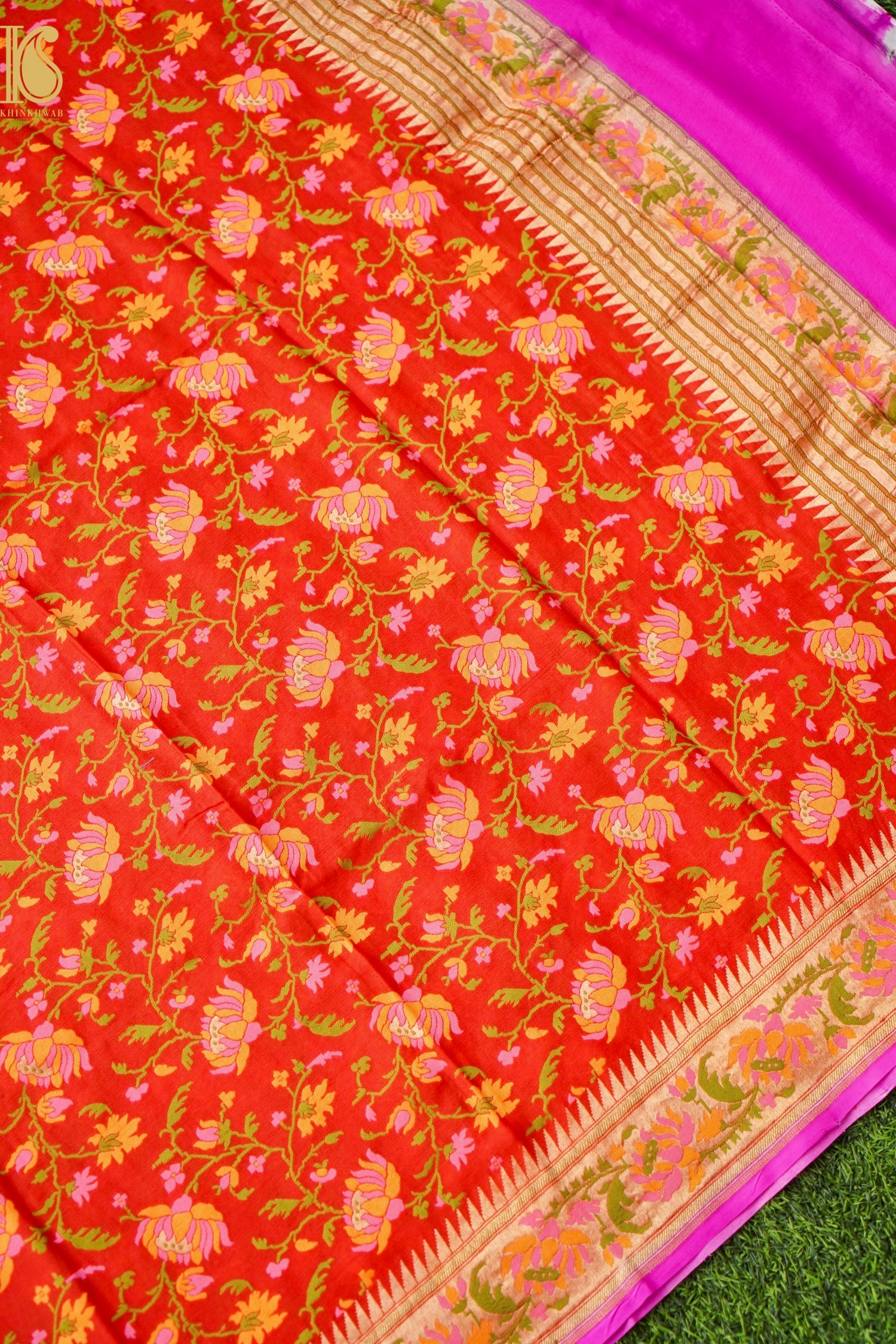 Banarasi Moonga Silk Dupatta with Meenakari