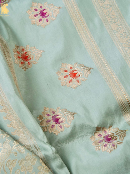 Handloom Banarasi Katan Silk Kadwa Zari Vasket Shikargah Saree