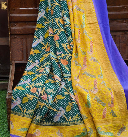 Pure Georgette Birds Banarasi Saree