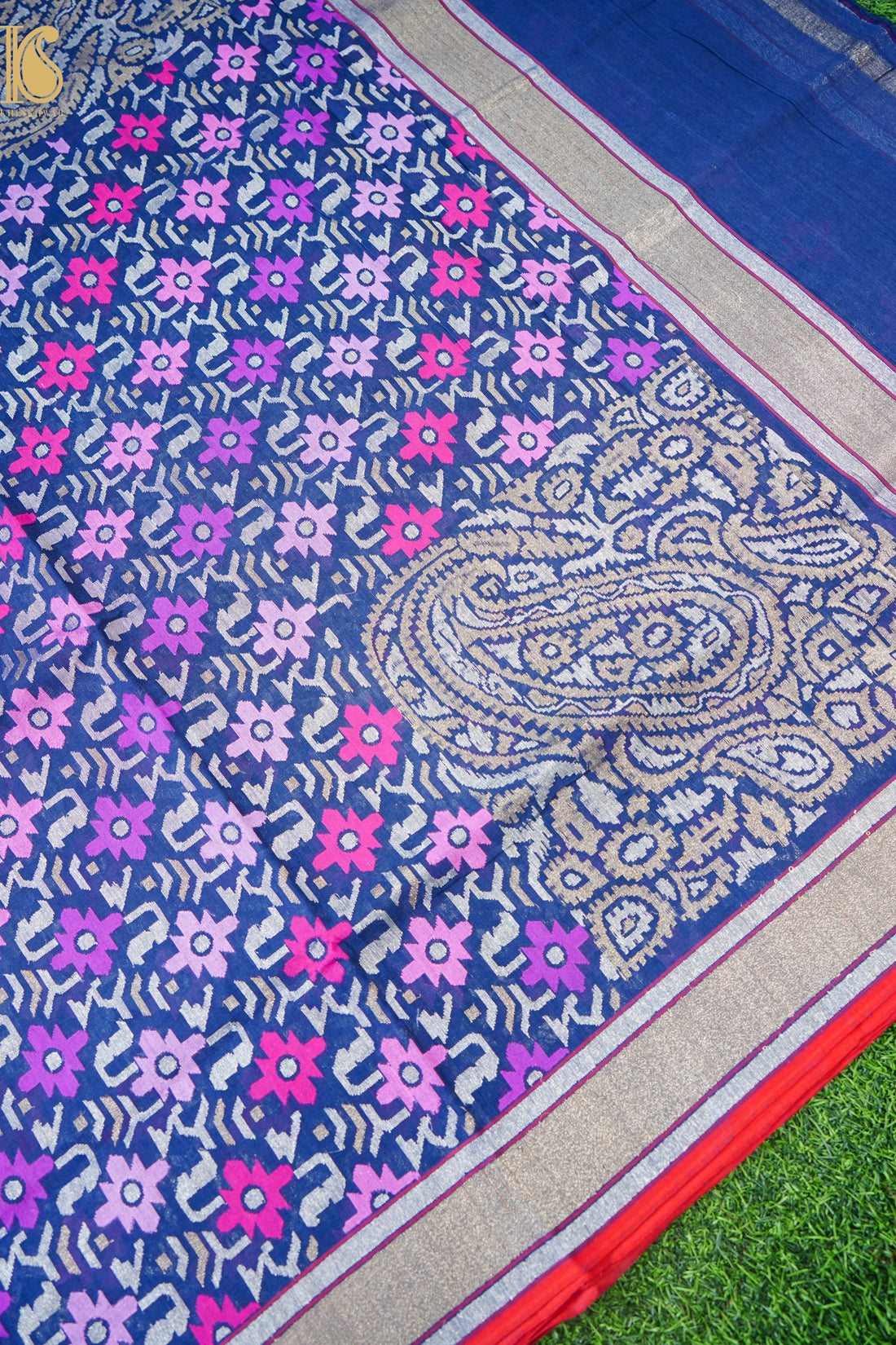 Handloom Banarasi Real Silver Zari Cotton Saree