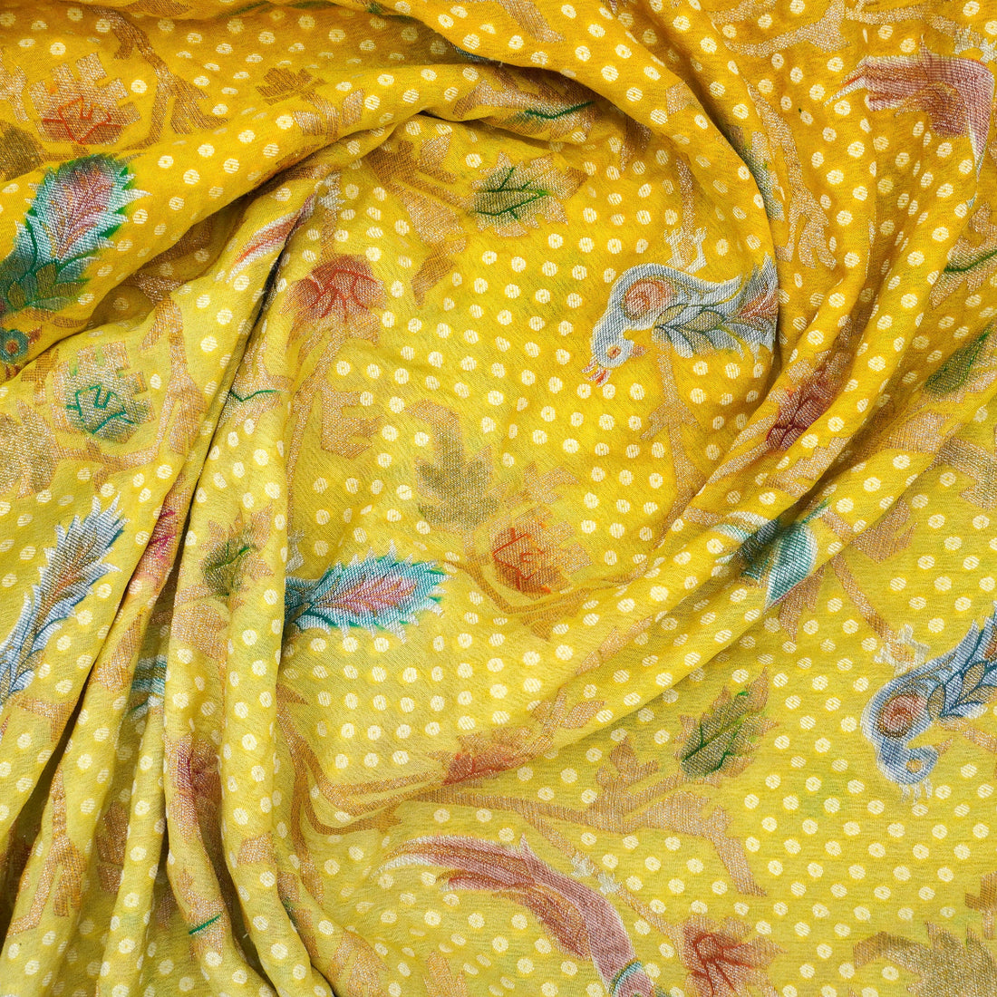 Pure Georgette Birds Banarasi Saree