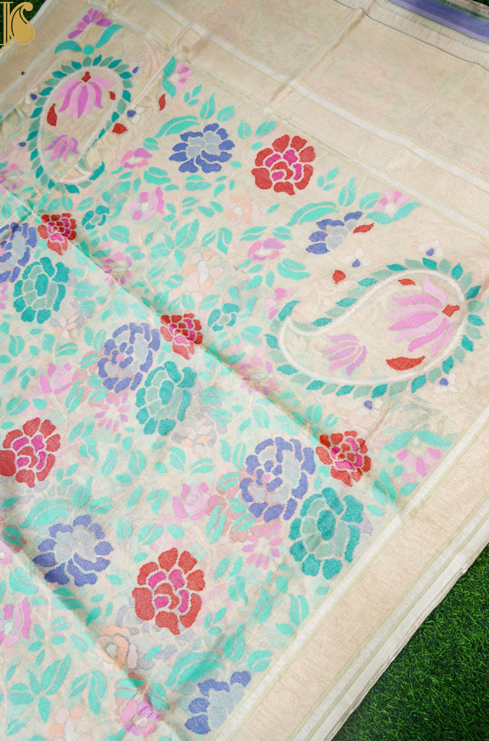 Handloom Banarasi Real Silver Zari Cotton Saree