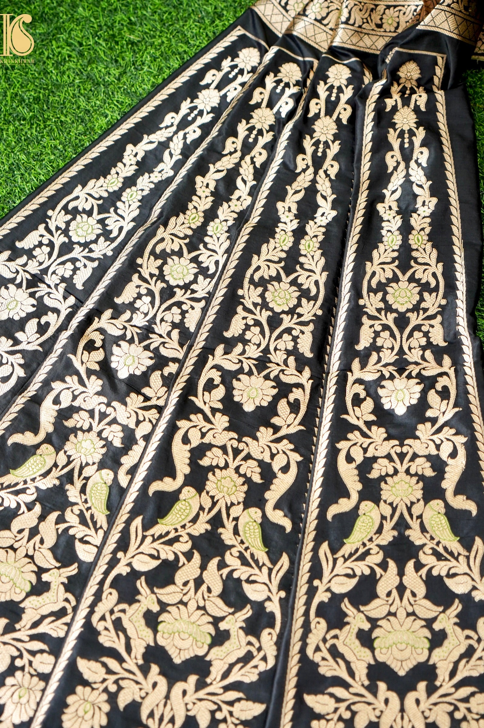 Handloom Banarasi Katan SIlk Kalidar Vanrajni Lehenga