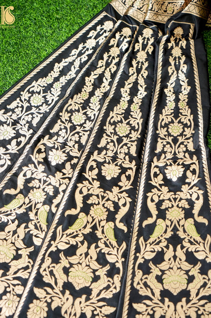 Handloom Banarasi Katan SIlk Kalidar Vanrajni Lehenga