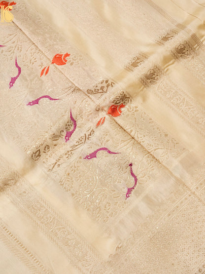 Handloom Banarasi Katan Silk Kadwa Zari Vasket Shikargah Saree
