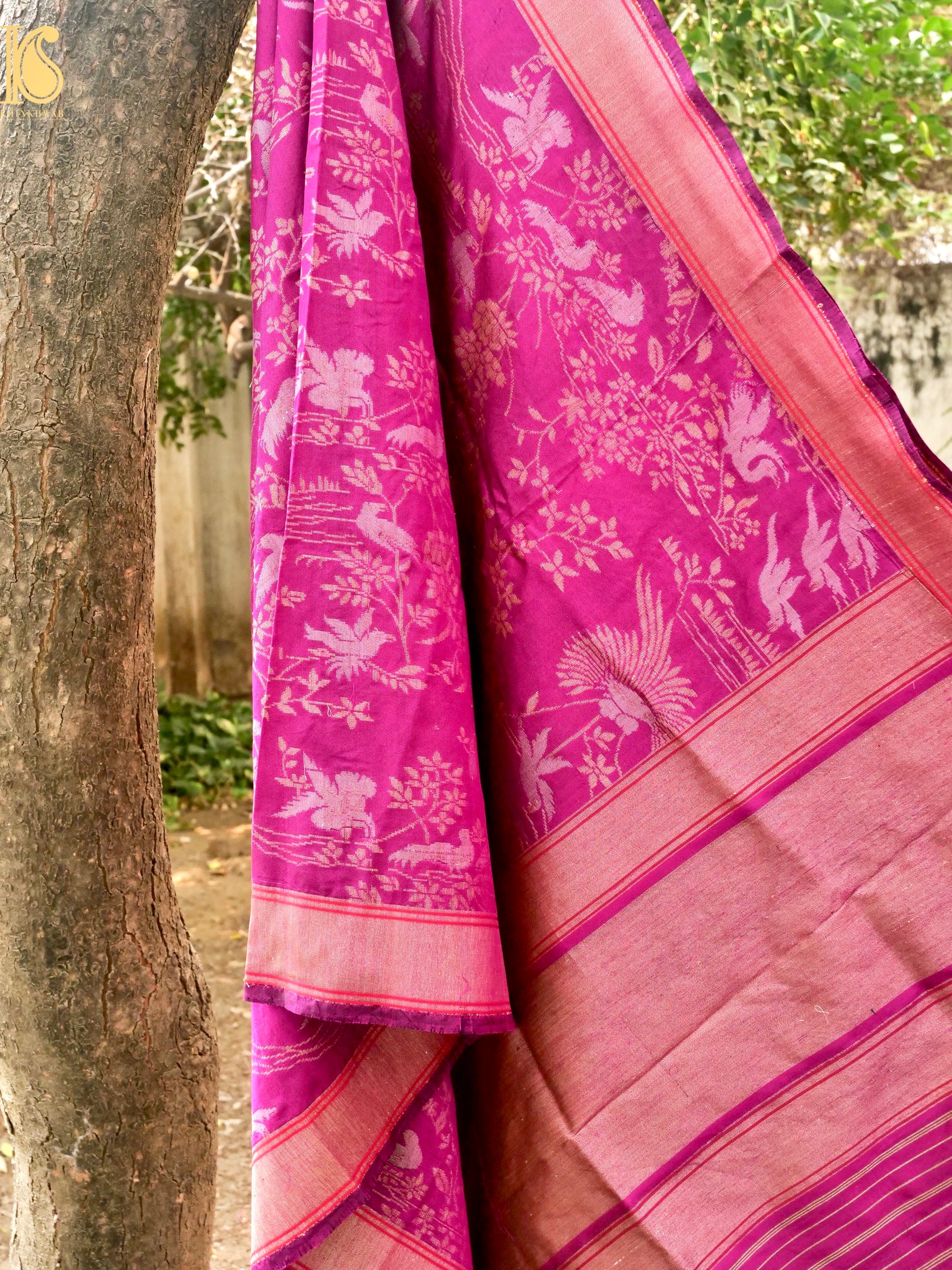 Handloom Banarasi Katan Silk Chidiya Dupatta