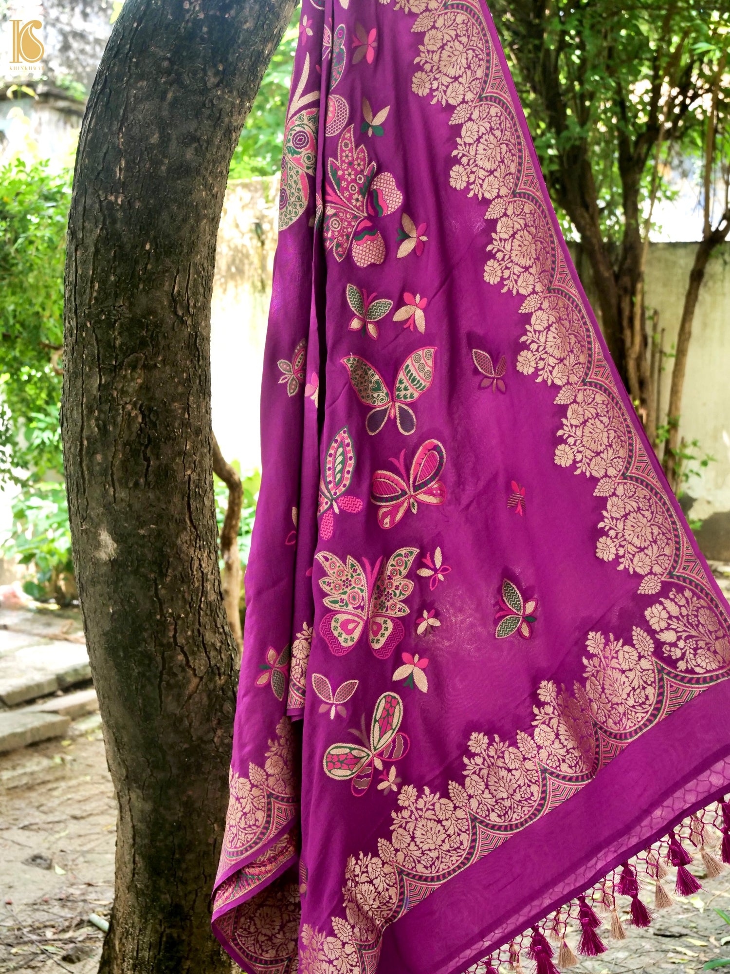 Banarasi Georgette Butterfly Dupatta in Purple | Palchhin
