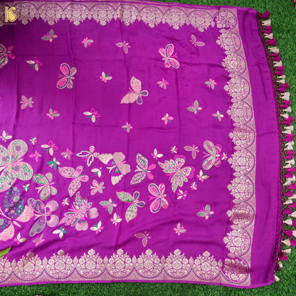 Banarasi Georgette Butterfly Dupatta in Purple | Palchhin