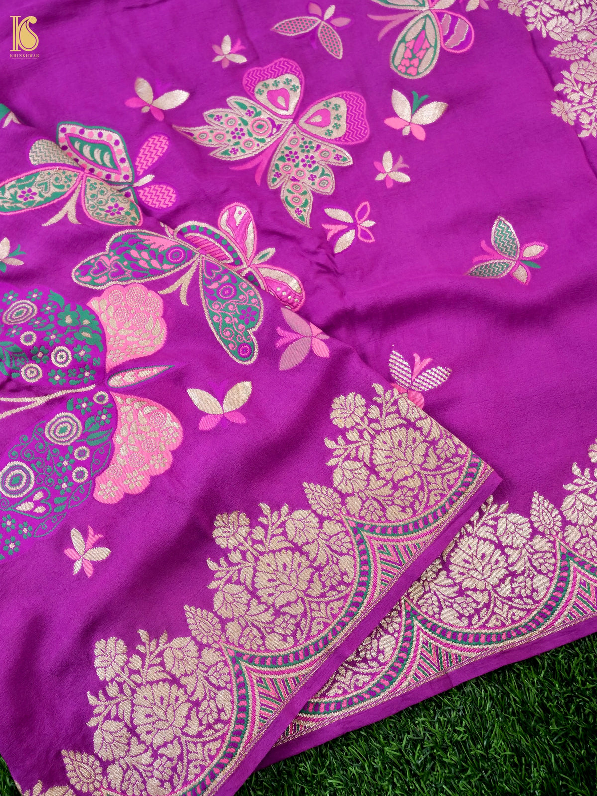 Banarasi Georgette Butterfly Dupatta in Purple | Palchhin