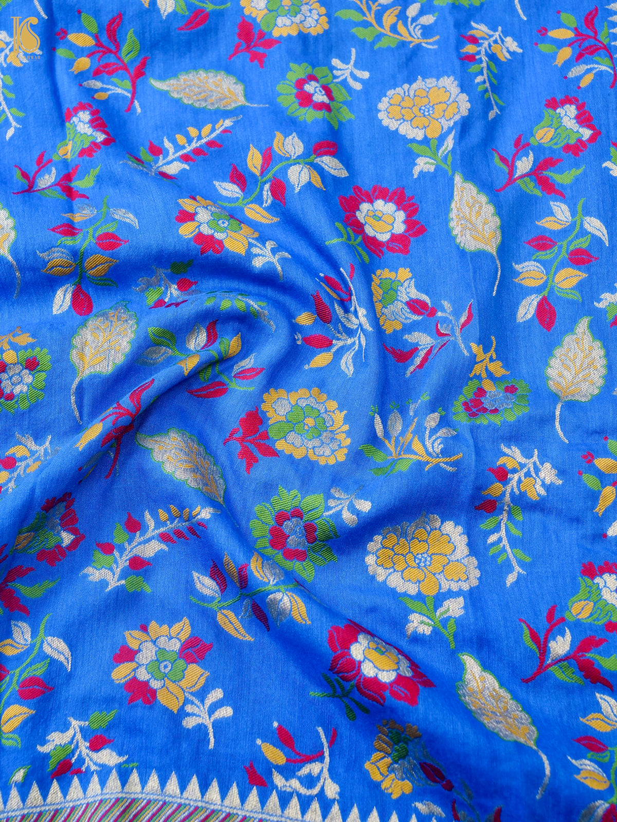 Banarasi Moonga Silk Meenakari Dupatta in Blue