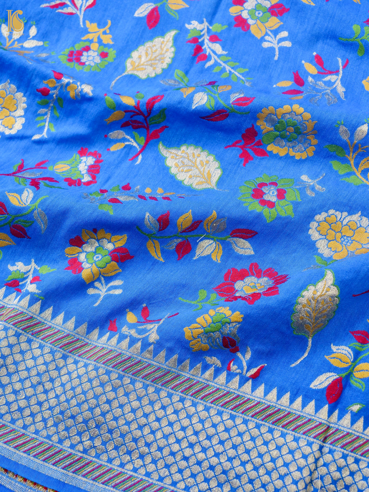 Banarasi Moonga Silk Meenakari Dupatta in Blue