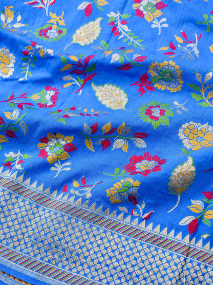 Banarasi Moonga Silk Meenakari Dupatta in Blue