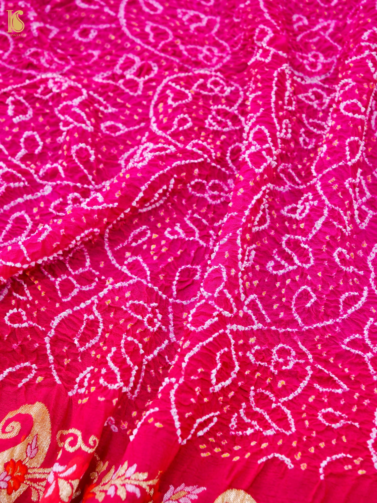 Pure Georgette Banarasi Bandhani Saree in Pink Magenta