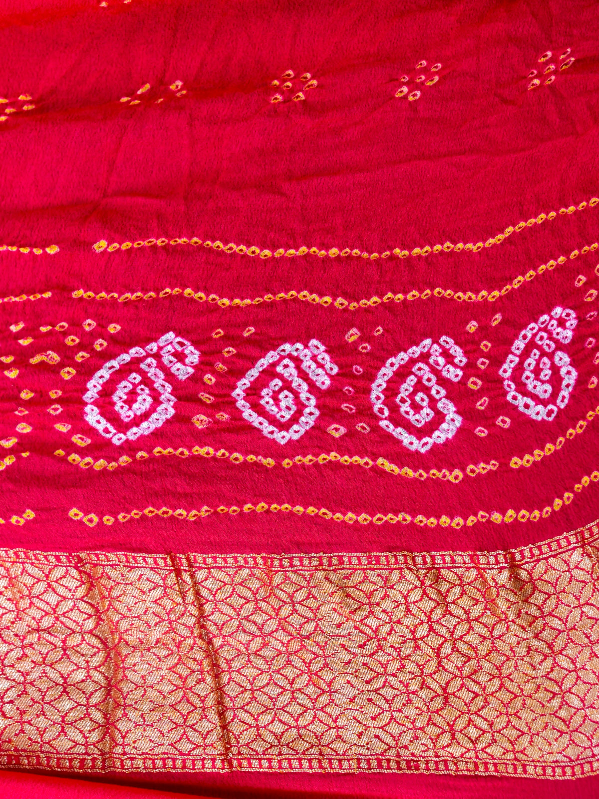 Pure Georgette Banarasi Bandhani Saree in Pink Magenta