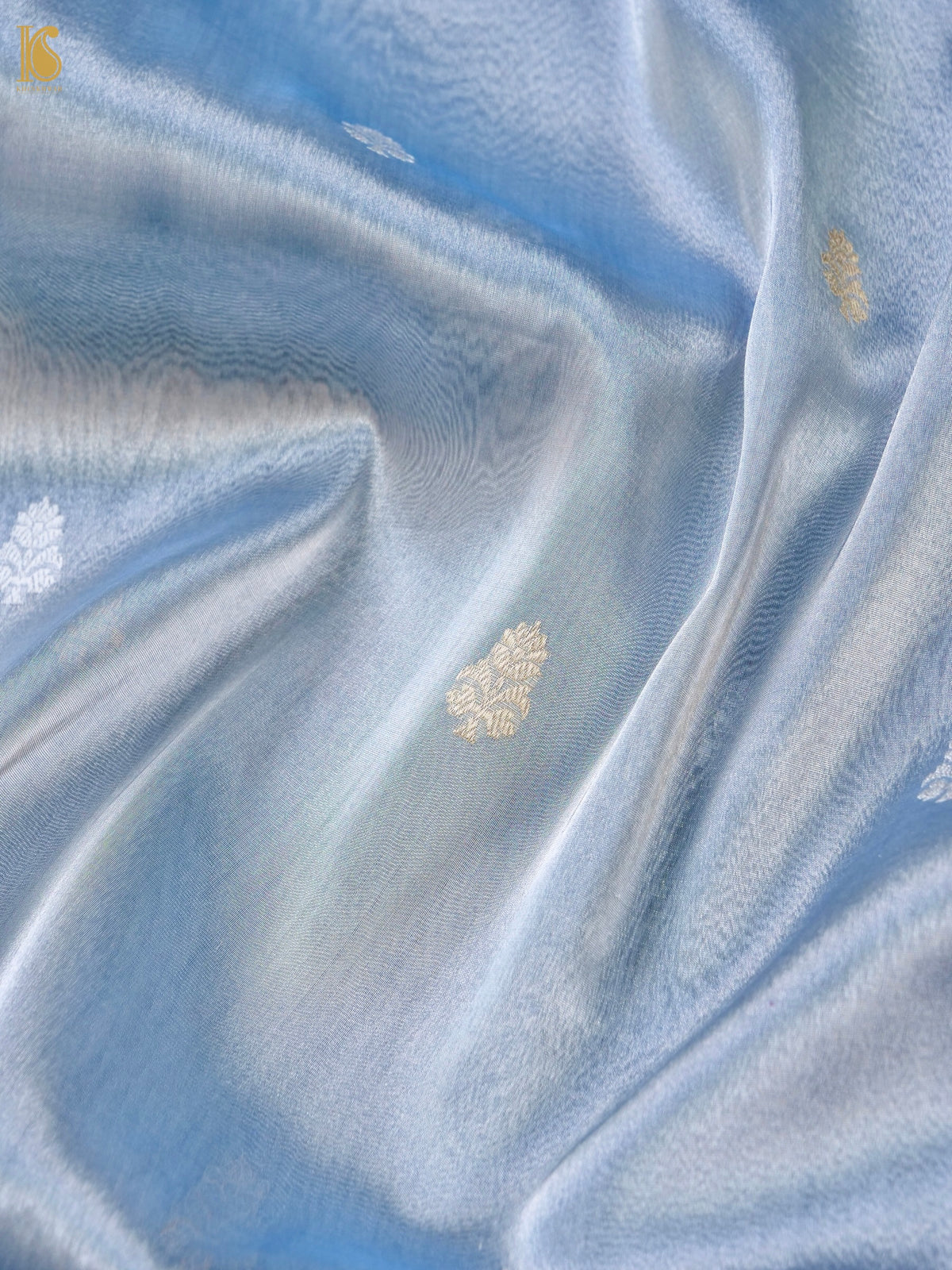 Handwoven Pure Tissue Silk Alfi Buti Banarasi Saree in Silver Grey - Aab