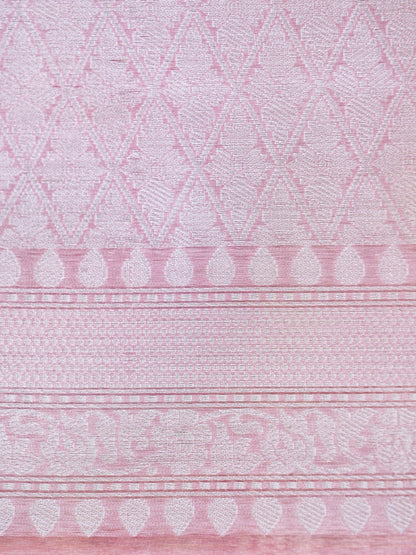 Handwoven Pure Tissue Silk Alfi Buti Banarasi Saree in Silver Grey - Aab