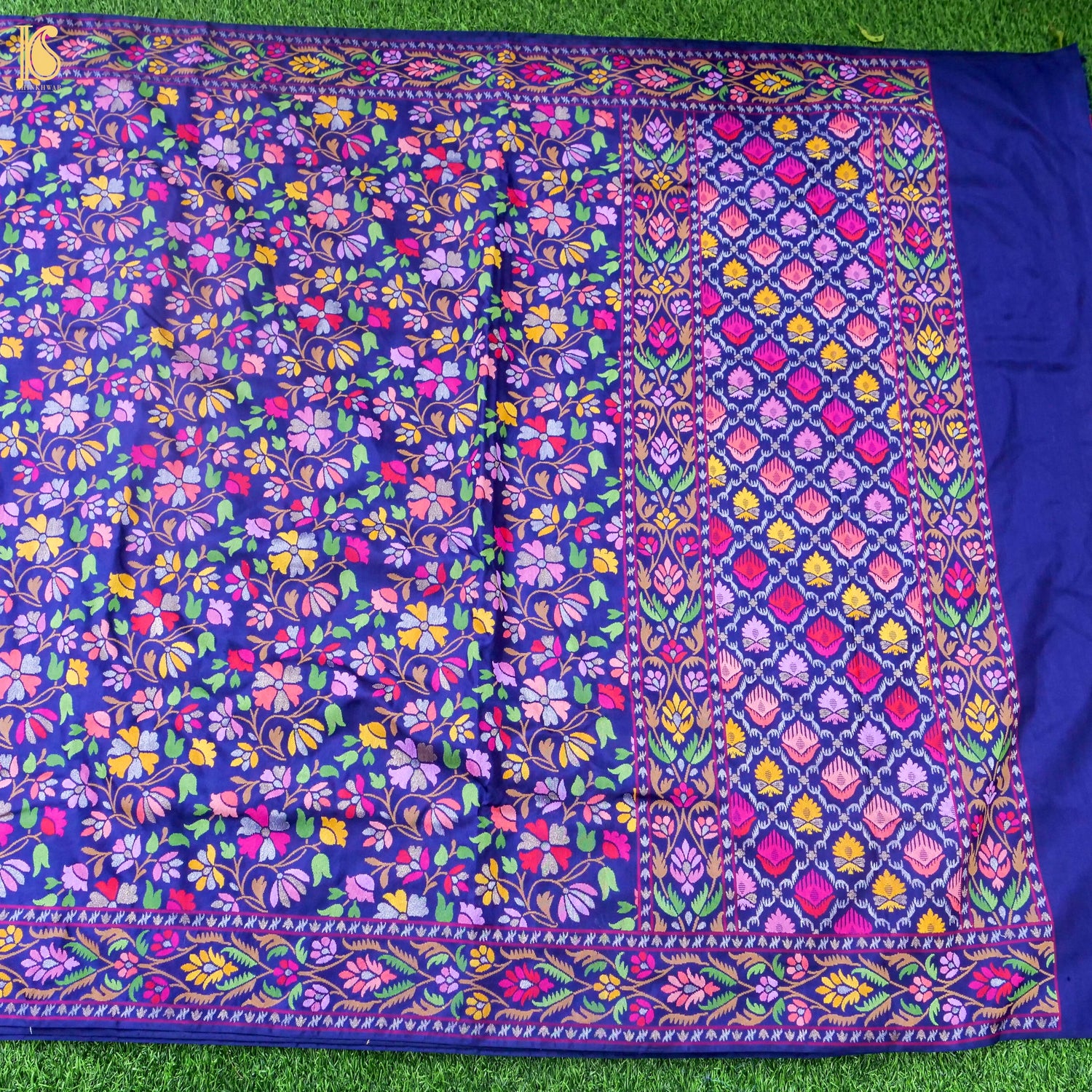 Handwoven Banarasi Katan Silk Saree in Navy Blue