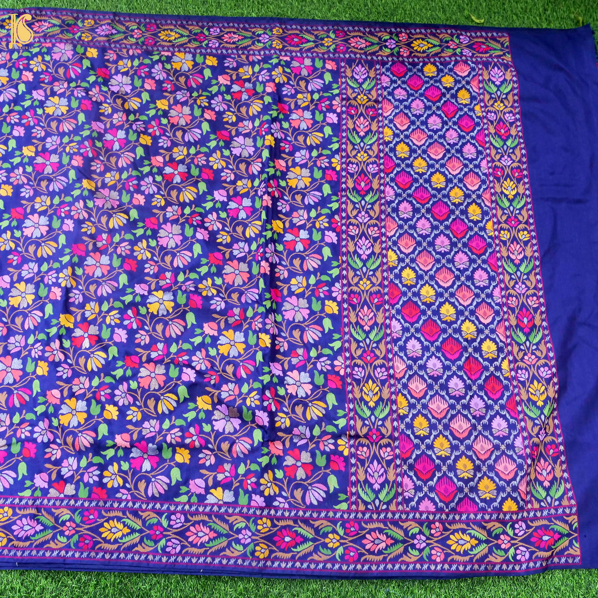 Handwoven Banarasi Katan Silk Saree in Navy Blue