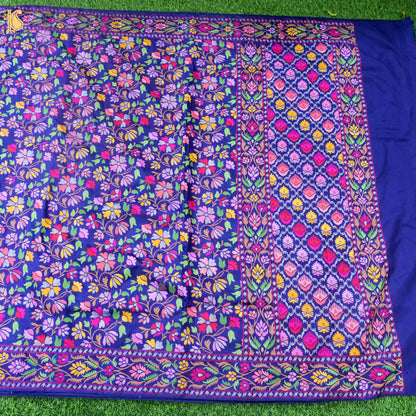 Handwoven Banarasi Katan Silk Saree in Navy Blue