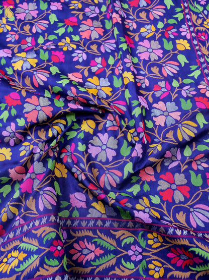 Handwoven Banarasi Katan Silk Saree in Navy Blue