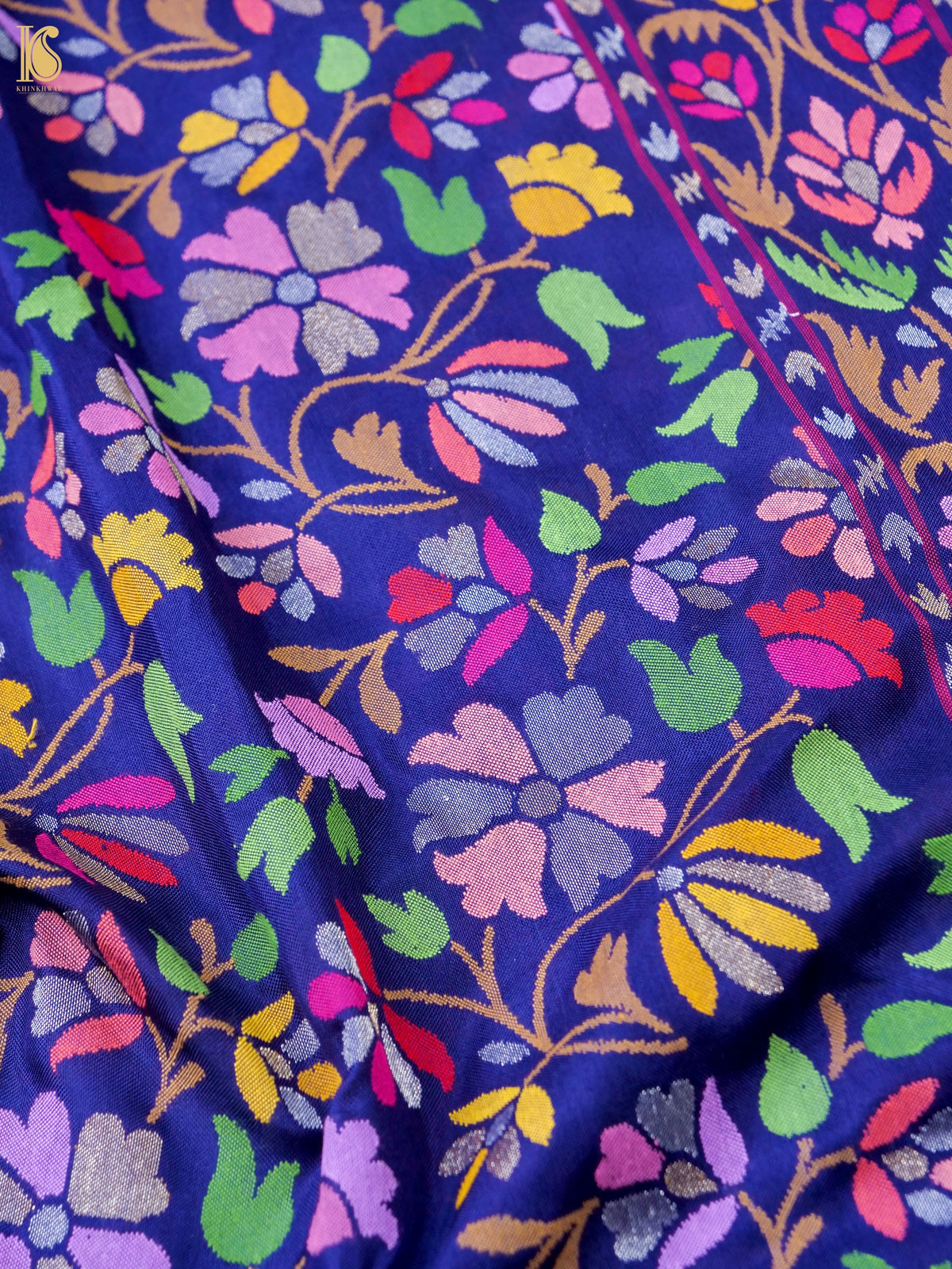 Handwoven Banarasi Katan Silk Saree in Navy Blue