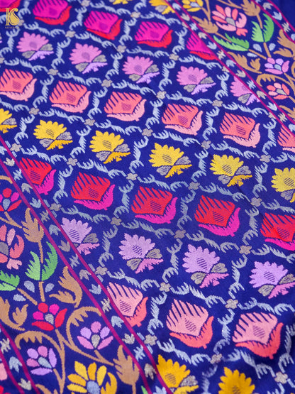 Handwoven Banarasi Katan Silk Saree in Navy Blue