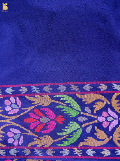 Handwoven Banarasi Katan Silk Saree in Navy Blue