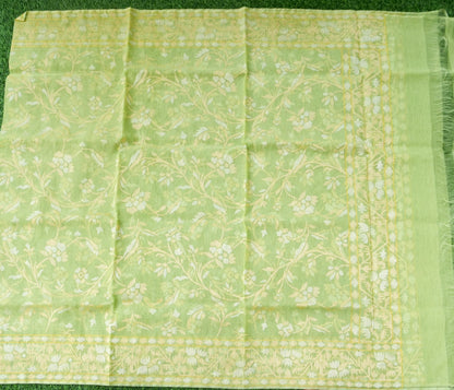Handwoven Pure Cotton Dupatta in Pistachio Green