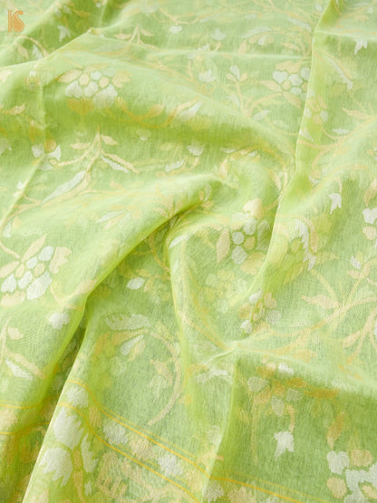 Handwoven Pure Cotton Dupatta in Pistachio Green
