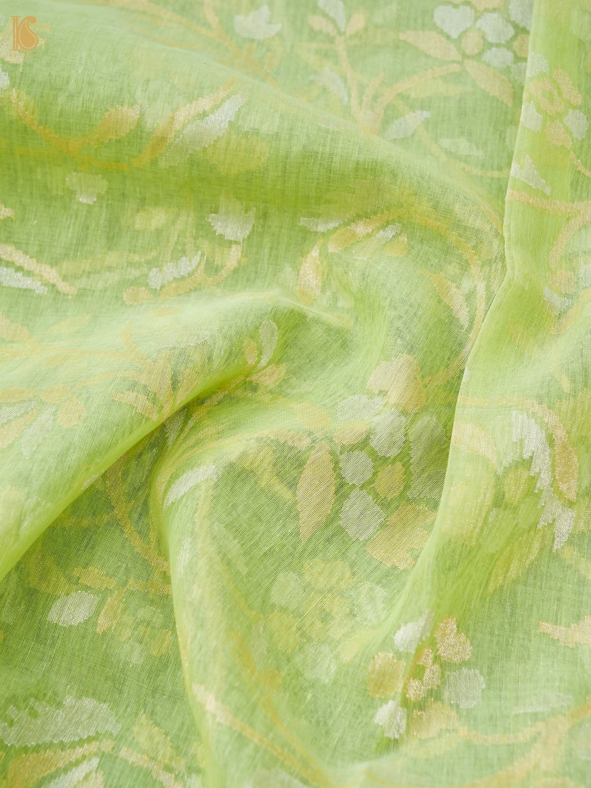 Handwoven Pure Cotton Dupatta in Pistachio Green