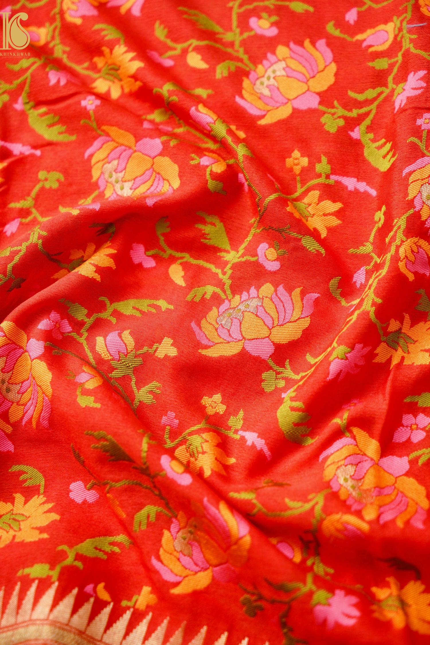 Banarasi Moonga Silk Dupatta with Meenakari