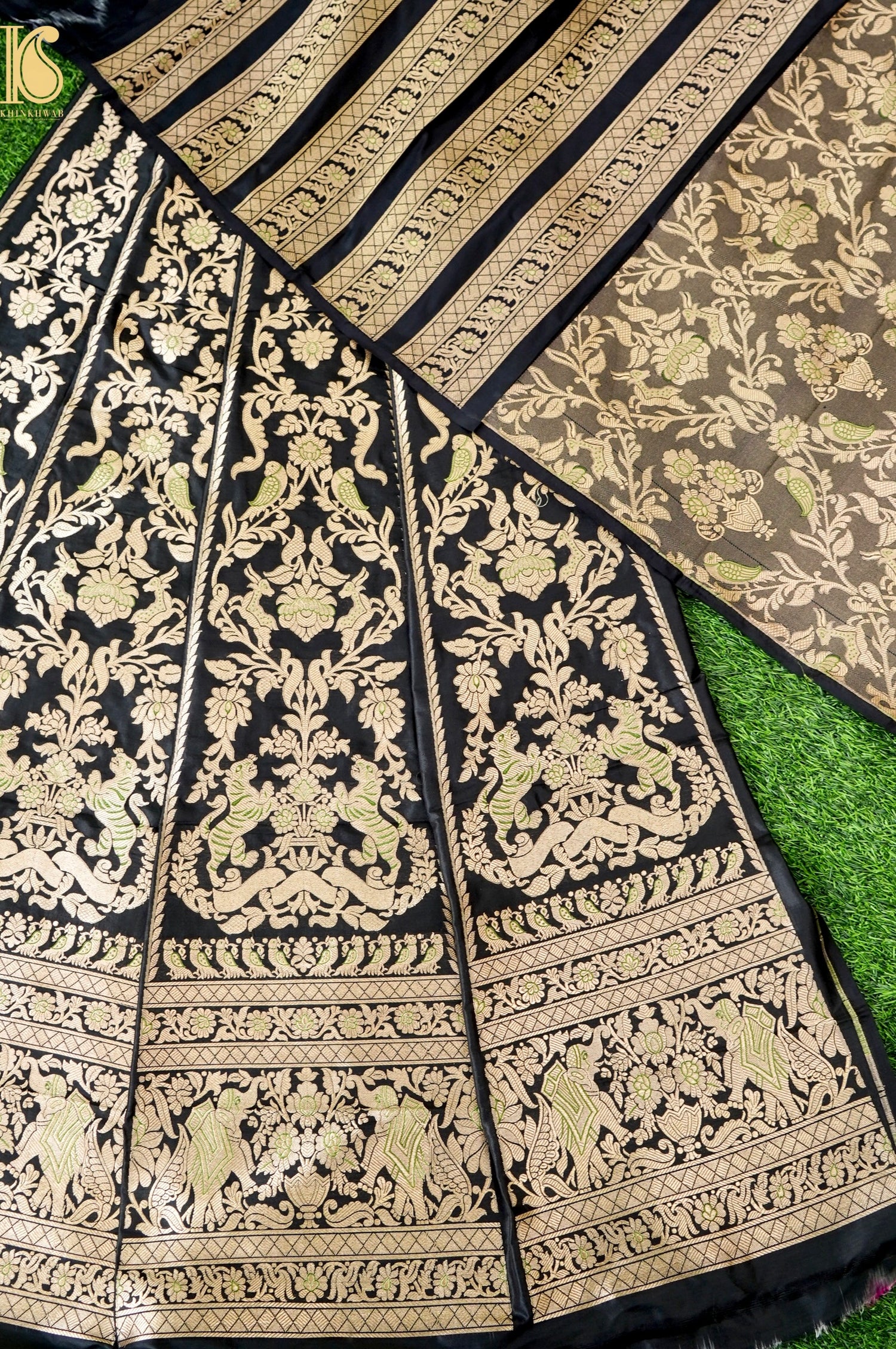Handloom Banarasi Katan SIlk Kalidar Vanrajni Lehenga