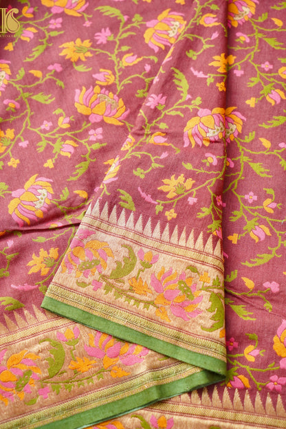 Banarasi Moonga Silk Dupatta with Meenakari