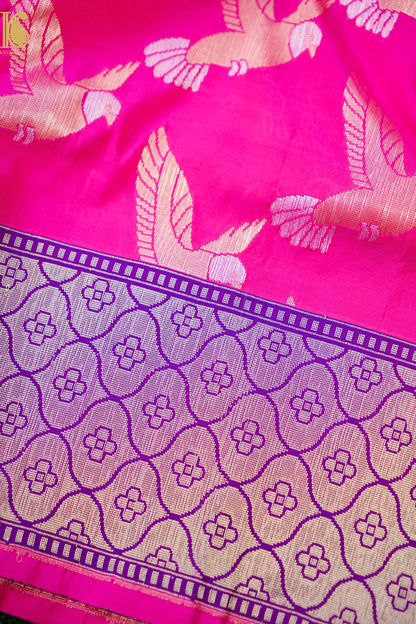 Handwoven Katan Silk Banarasi Chidiya Saree