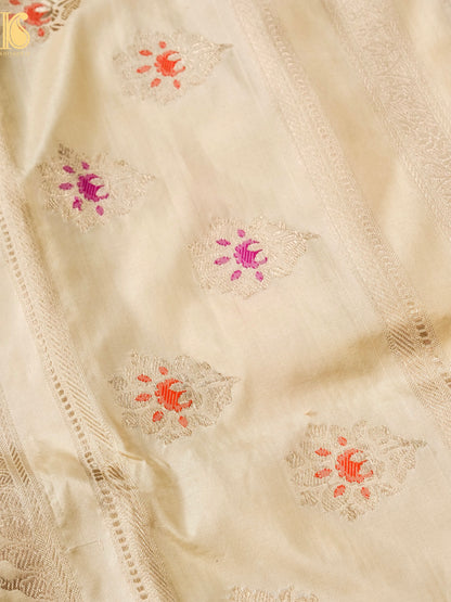 Handloom Banarasi Katan Silk Kadwa Zari Vasket Shikargah Saree
