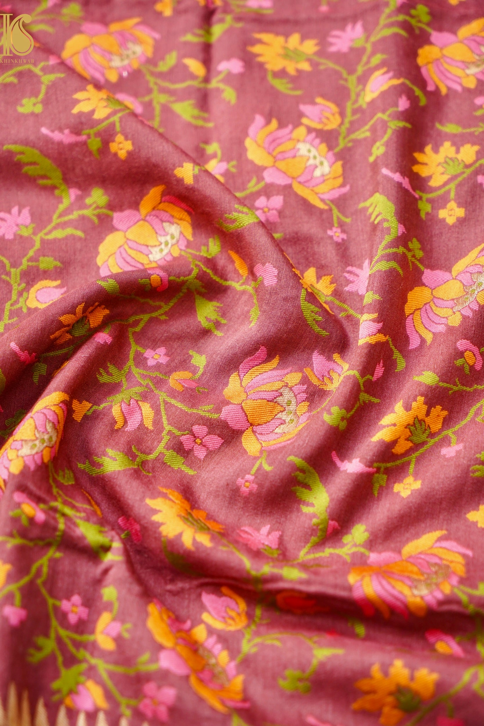 Banarasi Moonga Silk Dupatta with Meenakari