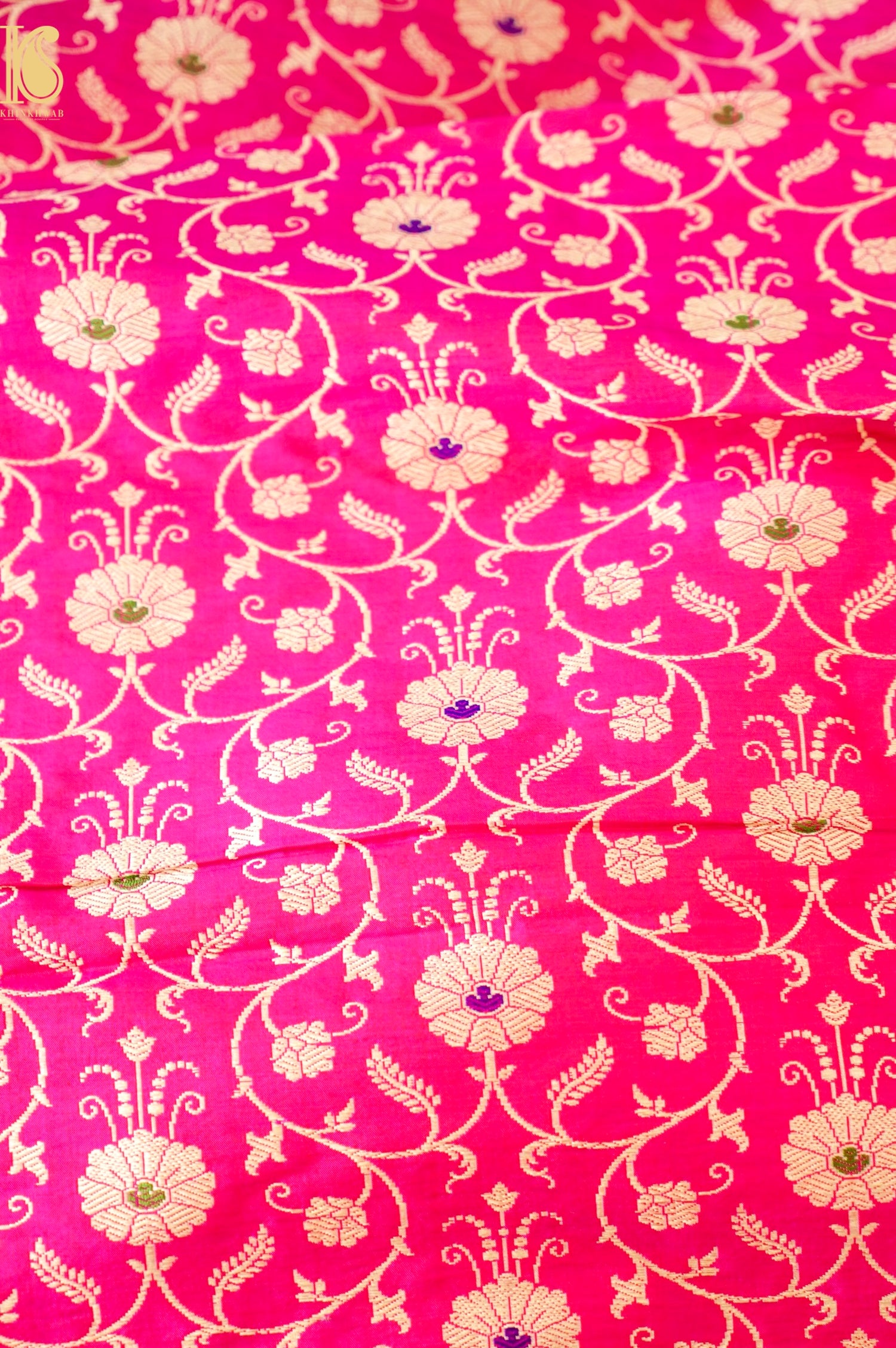 Handloom Banarasi Katan Silk Kalidar Phoolwari Lehenga
