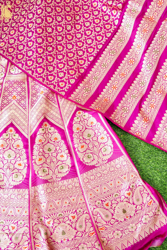 Handloom Banarasi Katan Silk Kalidar Gulrangi Bagh Lehenga