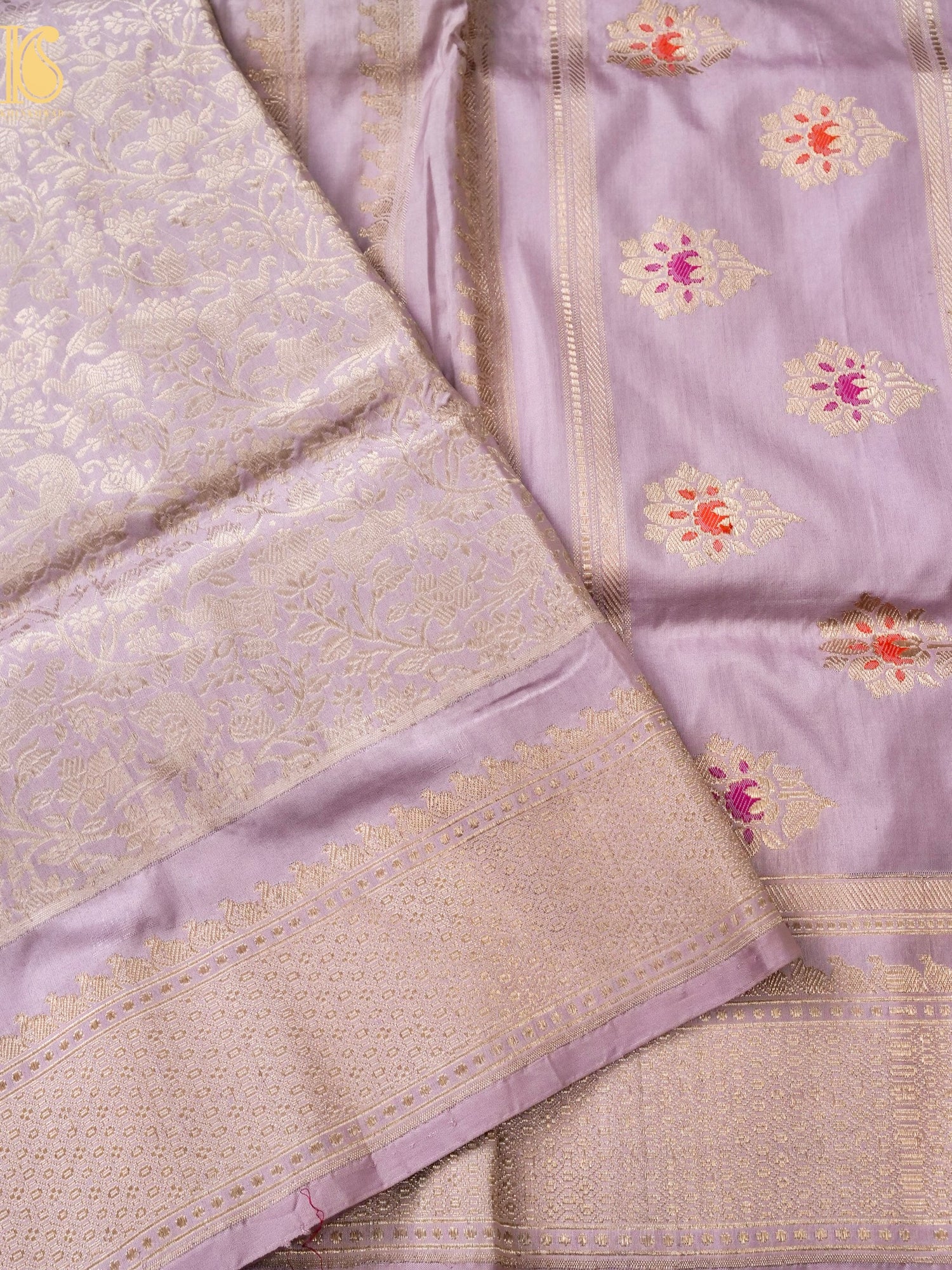 Handloom Banarasi Katan Silk Kadwa Zari Vasket Shikargah Saree