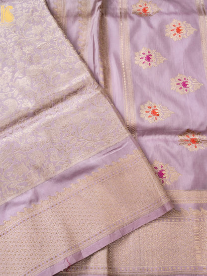 Handloom Banarasi Katan Silk Kadwa Zari Vasket Shikargah Saree