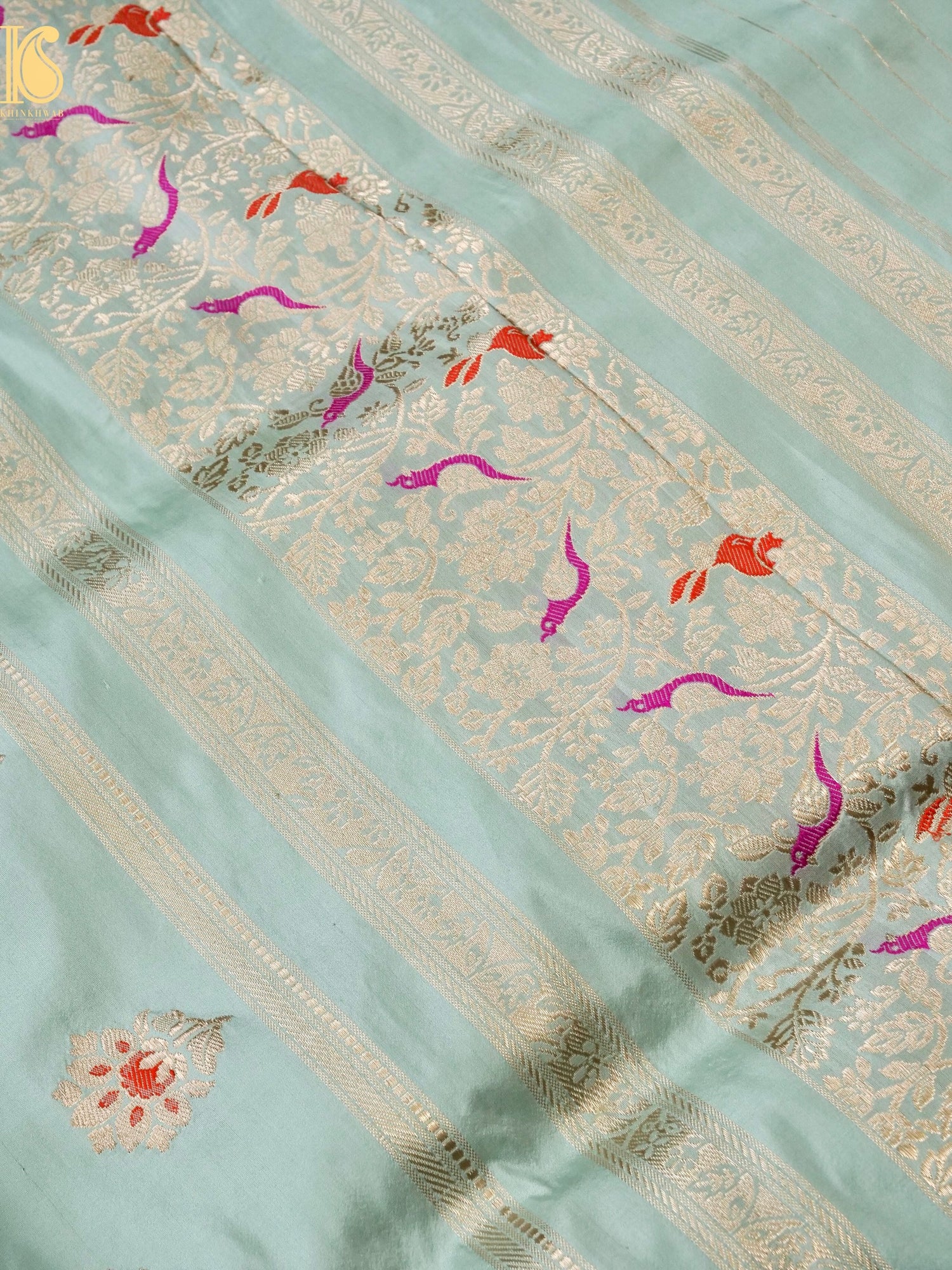Handloom Banarasi Katan Silk Kadwa Zari Vasket Shikargah Saree