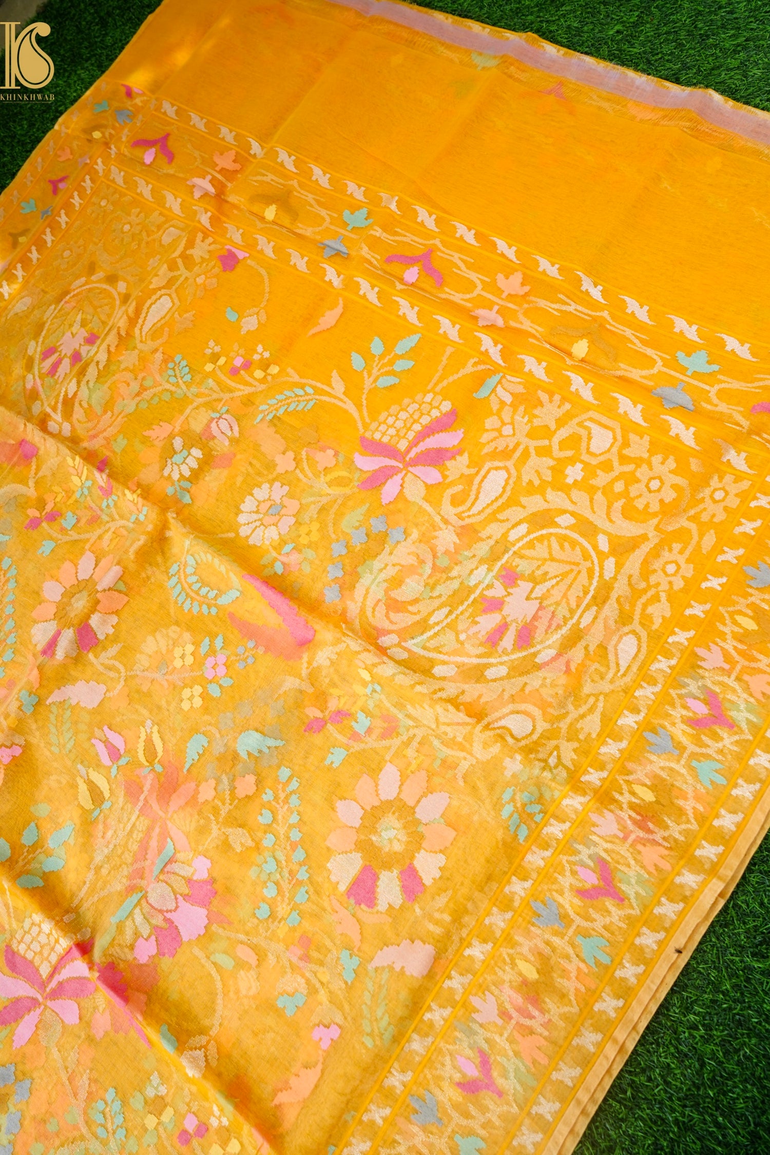 Handloom Banarasi Real Silver Zari Cotton Saree