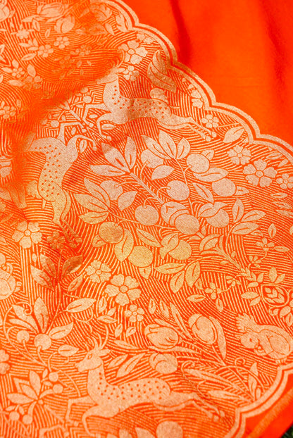 Handloom Banarasi Katan Silk Brocade Shikargah Saree