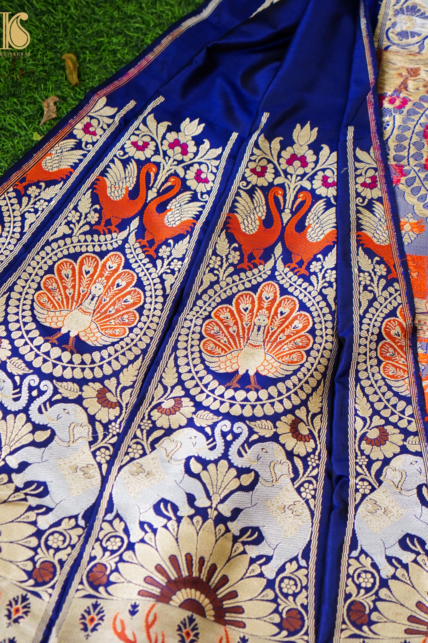 Handloom Banarasi Katan Silk Kalidar Mayura Gajraj Lehenga