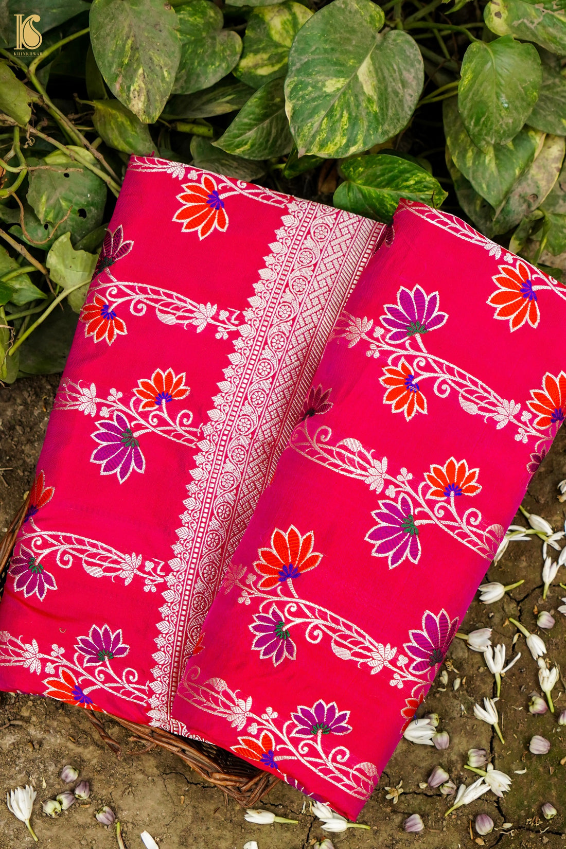 Banarasi Handloom Pure Katan Silk Kadwa Jangla Saree