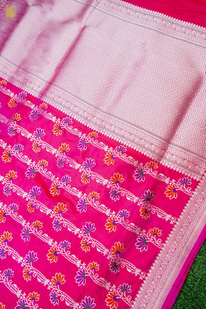 Banarasi Handloom Pure Katan Silk Kadwa Jangla Saree