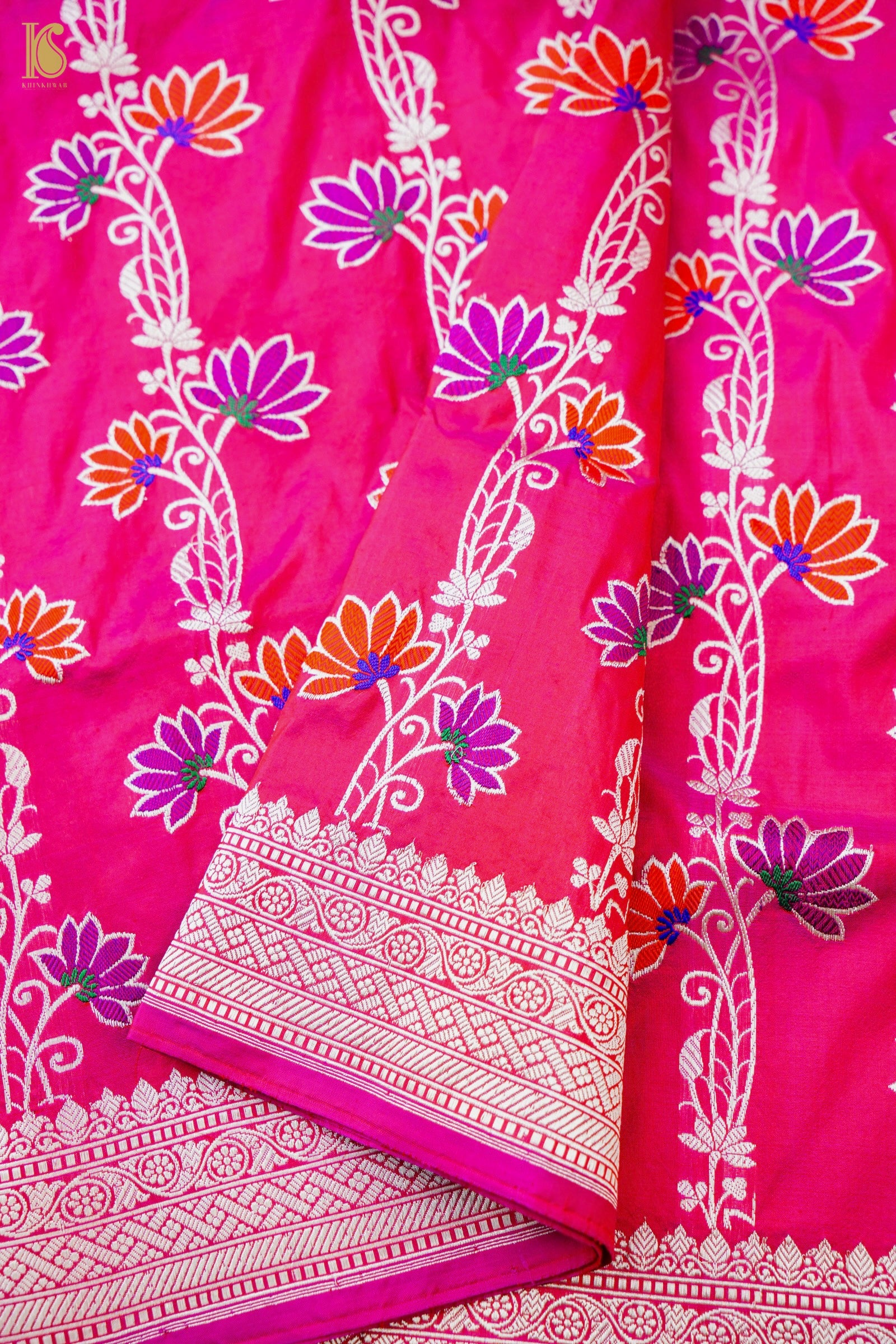 Banarasi Handloom Pure Katan Silk Kadwa Jangla Saree