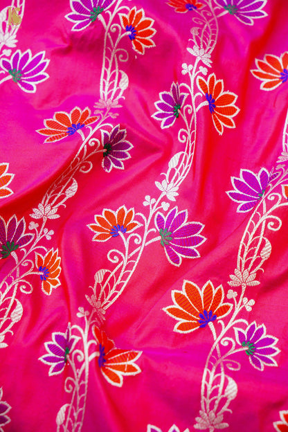 Banarasi Handloom Pure Katan Silk Kadwa Jangla Saree